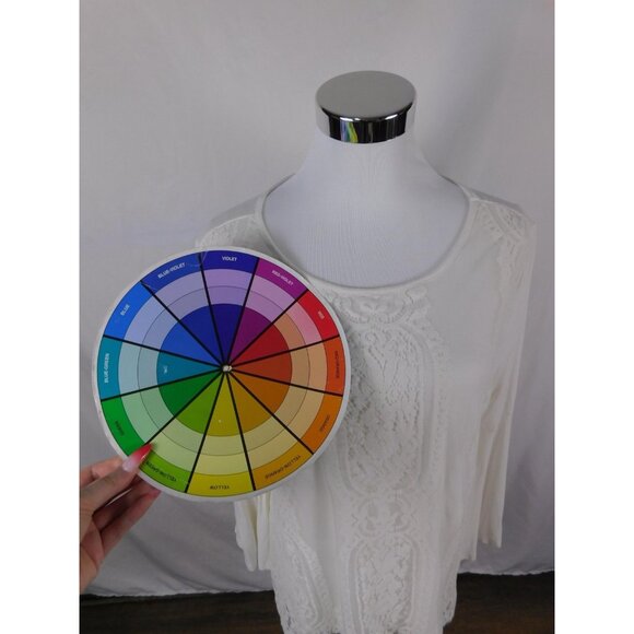 Chico's Shirt Womens 1 Medium White Lace Front Boho Tunic 3/4 Bell Sleeve Knit - Picture 9 of 12